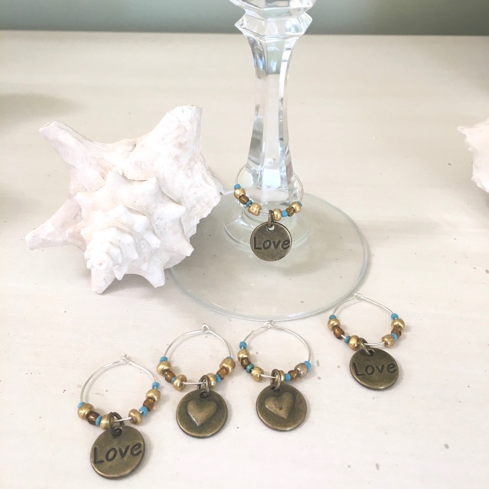 🌻”Love” Theme Wine Glass Charms (5)